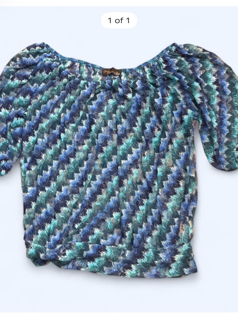 Blue & Teal Patterned Off-Shoulder Blouse